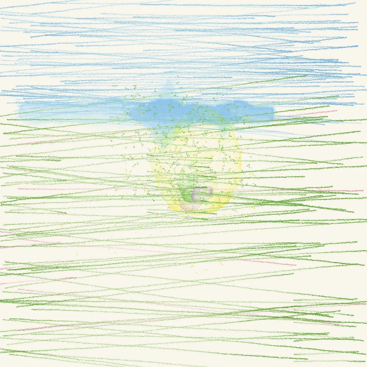 a peaceful landscape dotted with sheep